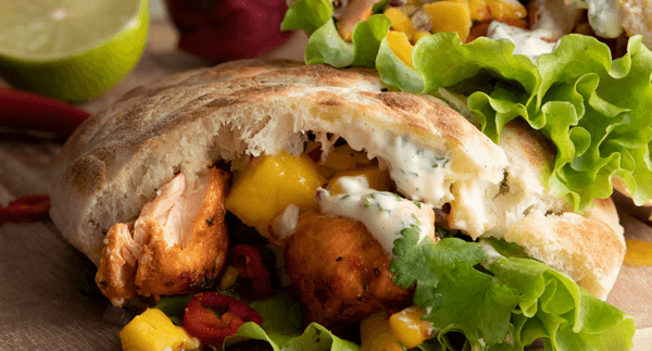 Somuntacos med lax och mangosalsa