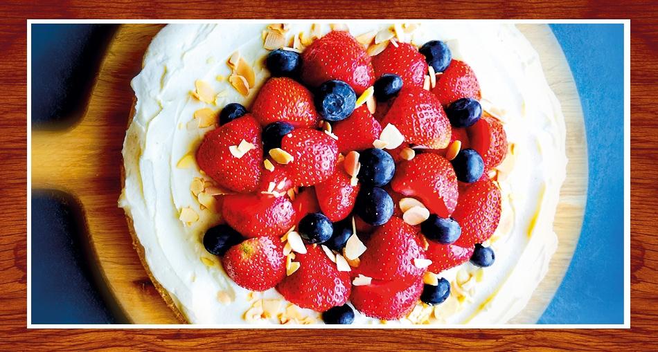 Mandelkaka med vit choklad- och mascarponemousse