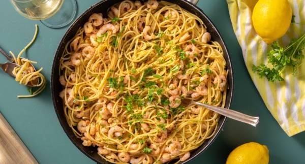 Citron- och räkpasta