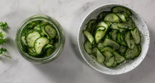 Pressgurka med dill & snabbinlagd gurka med persilja