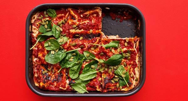 Vegansk tomatlasagne