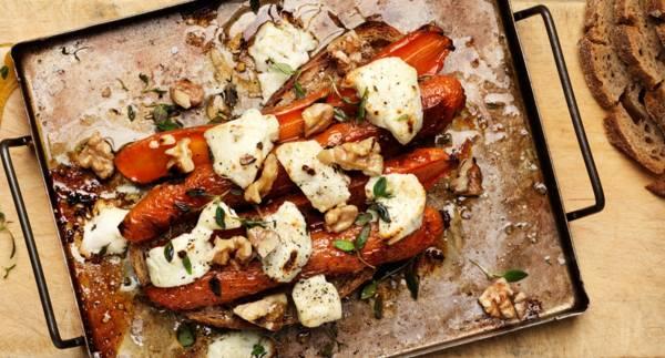 Flerkornslimpa med getost och bakad morot