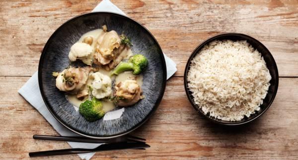 Mjölkbakad kyckling med ris