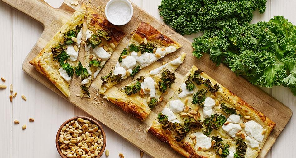 Grönkålspizza med getost