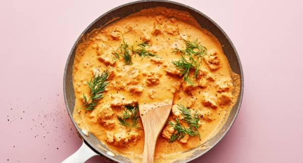 Torskpanna med ajvar och dill